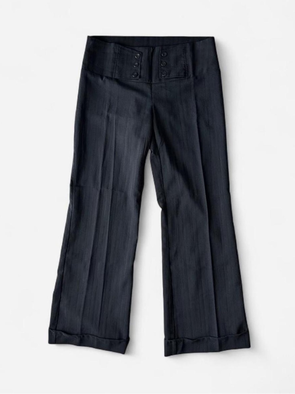 Vintage 1990 MKM black pinstripe wide leg pants with button made in CA